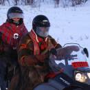 The Crown Prince Couple traveled by snowmobile from Avzi to Badashjoka (Photo: Lise Åserud, Scanpix)